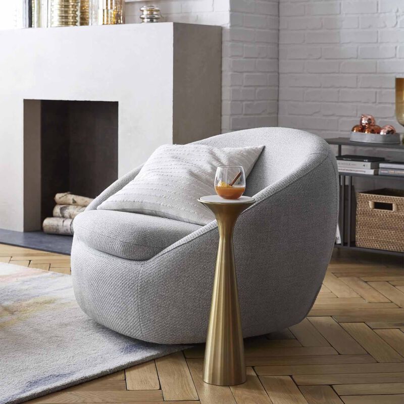 West Elm Cozy Chair Poly Chunky Melange Frost Grey image number 1